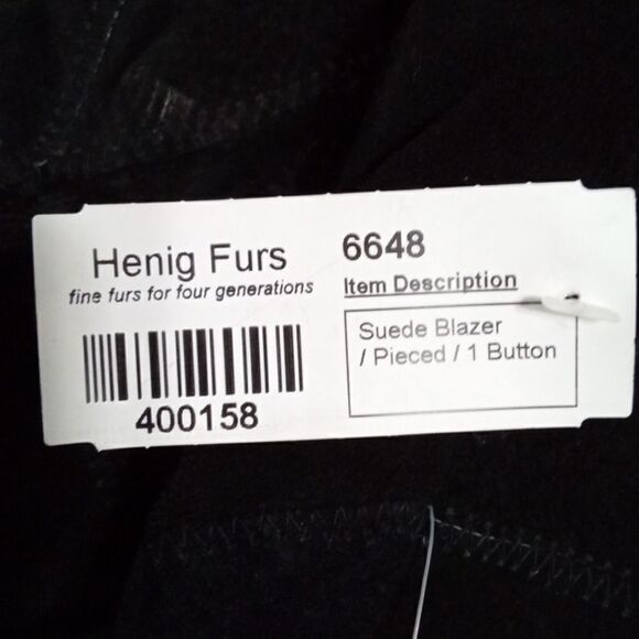 Henig Furs Suede Patch Blazer / Jacket Black Size L Fully Lined NWT - Picture 10 of 10